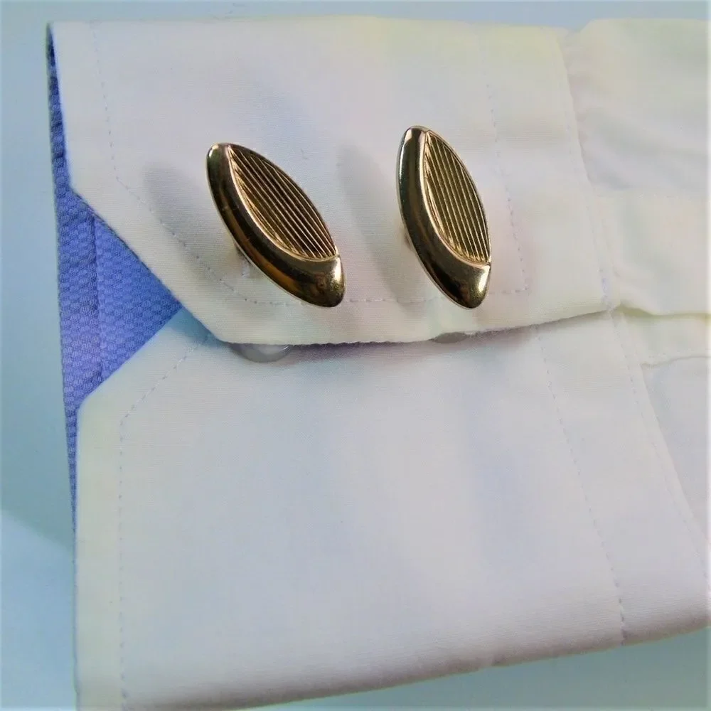 Mid Century Atomic Ellipse Cufflinks Gold Tone